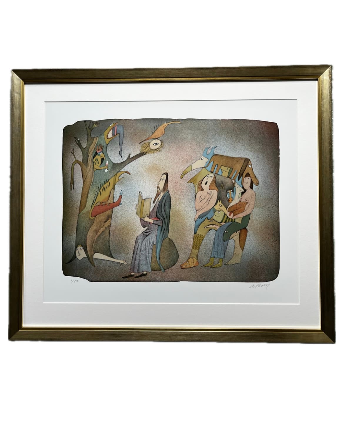 Grafika s elegantní paspartou — Zlatý profil, dvojitá pasparta | Atelier Homolka