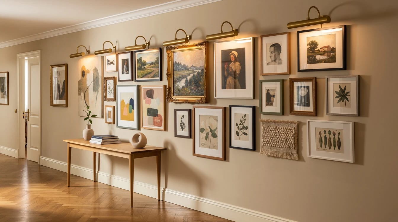Galerijní stěna s několika obrazy